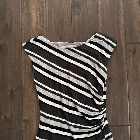 Loft Black White & Gray Striped Sleeveless Dress XS - Picture 3 of 5